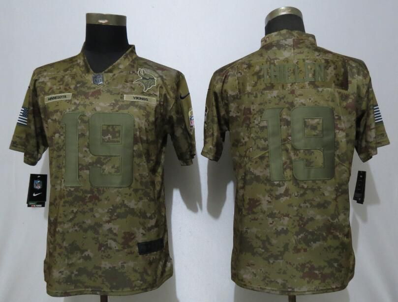 Women Minnesota Vikings #19 Thielen Nike Camo Salute to Service Limited NFL Jerseys->women nfl jersey->Women Jersey